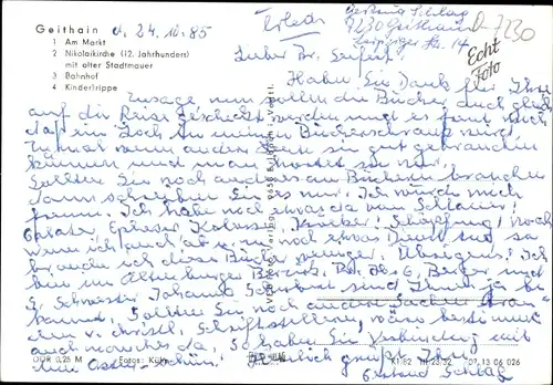 Ak Geithain in Sachsen, Markt, Nikolaikirche, Bahnhof, Jugendherberge