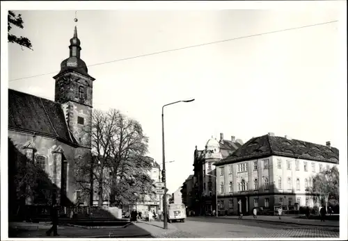 Ak Erfurt in Thüringen, Karl Marx Platz mit Kirche, Oberleitungsbus