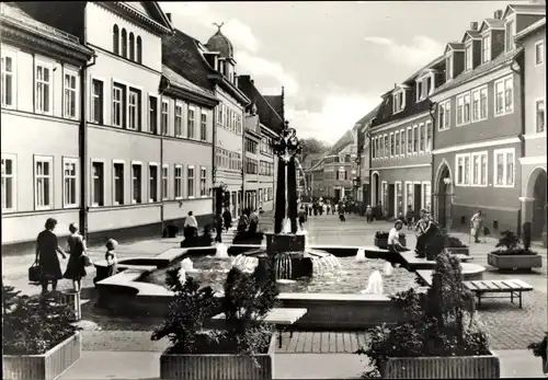 Ak Suhl in Thüringen, Steinweg, Springbrunnen