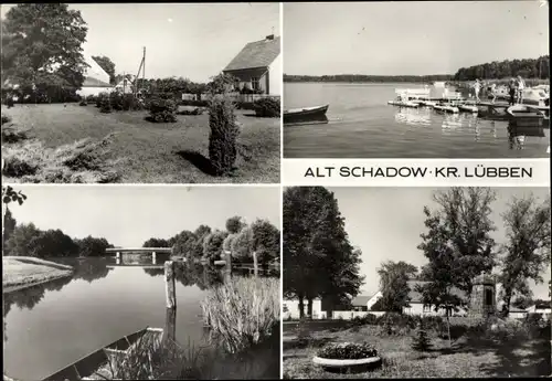 Ak Alt Schadow Märkische Heide, Grünanalge, Neuendorfer See, an der Schleuse, Dorfplatz