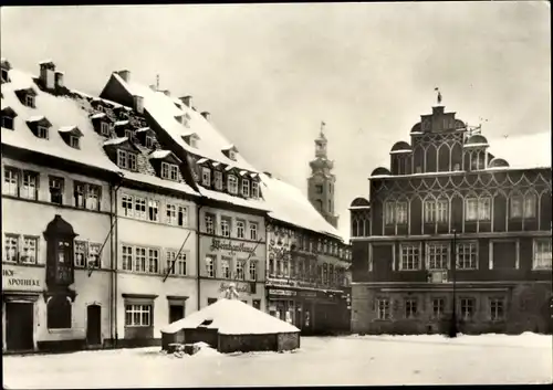 Ak Weimar in Thüringen, Marktplatz im Winter