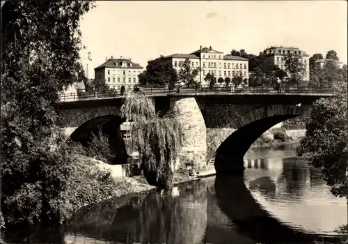 Ak Zschopau im Erzgebirge Sachsen, Polytechnische Oberschule, Brücke