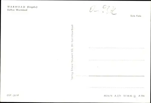Ak Warmbad Wolkenstein in Sachsen, Kaffee Warmbad, Hausansicht
