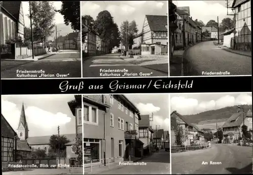 Ak Geismar im Eichsfeld, Friedensstraße, Kulturhaus "Florian Geyer", Kirche, am Rasen