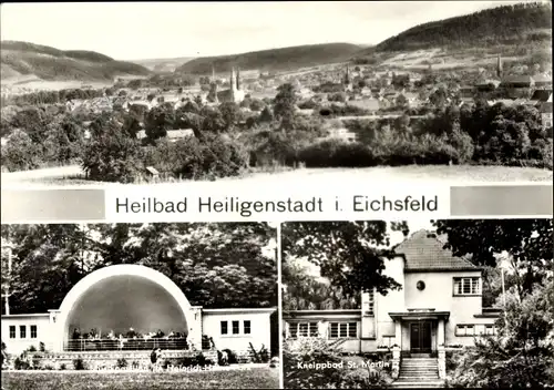 Ak Heilbad Heiligenstadt Eichsfeld Thüringen, Panorama, Kneippbad St. Martin Musikpavillon