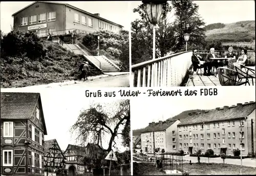 Ak Uder im Eichsfeld Thüringen, FDGB Ferienheim "Solidarität" u. "Terrasse", Kirchgasse, Bachrasen