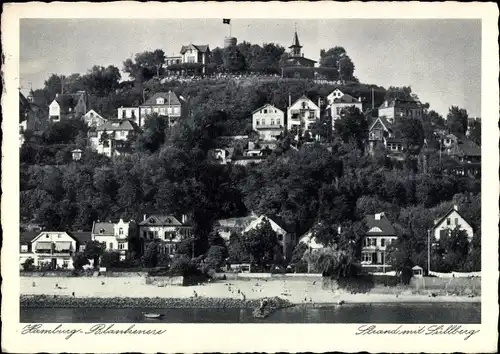 Ak Hamburg Altona Blankenese, Strand mit Süllberg