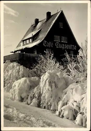 Ak Waldidylle Altenberg im Osterzgebirge, Fremdenhof Zugspitze im Winter, Schnee