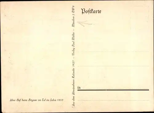 Künstler Ak München Bayern, alter Hof beim Bögner im Tal im Jahre 1853