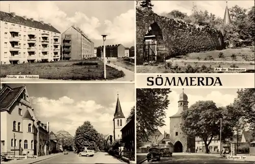 Ak Sömmerda in Thüringen, Straße des Friedens, an der Stadtmauer, Weißenseer Straße, Erfurter Tor