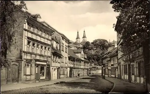 Ak Nordhausen Harz, Straßenpartie, Grimmel mit Blick zum Dom