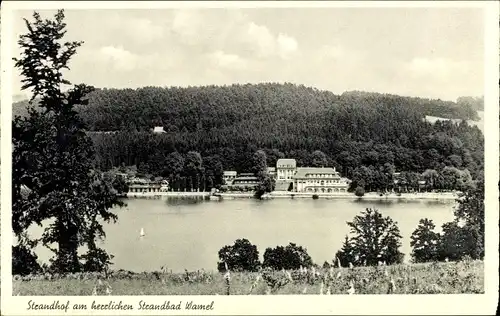 Ak Wamel Möhnesee in Westfalen, Strandhof am herrlichen Strandbad, Recklingloh u. Sohn