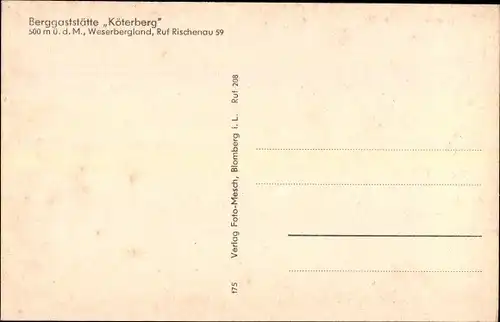 Ak Köterberg Weserbergland, Berggaststätte Köterberg, Panorama