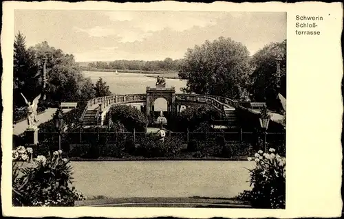 Ak Schwerin in Mecklenburg, Schlossterrasse
