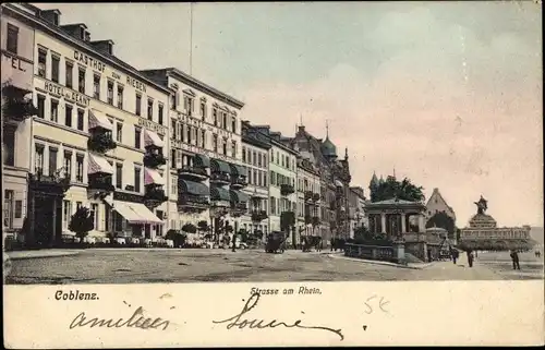 Ak Koblenz am Rhein, Straße am Rhein, Gasthof zum Riesen
