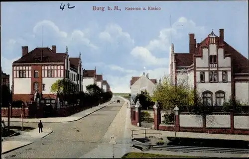 Ak Burg bei Magdeburg, Kaserne und Kasino