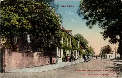 Ak Saarbrücken im Saarland, alte deutsch-französische Grenze, Straßenpartie