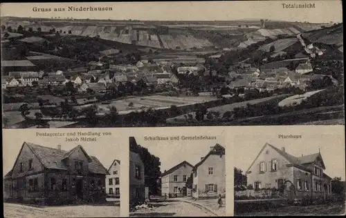 Ak Niederhausen an der Nahe Rheinland Pfalz, Totalansicht, Pfarrhaus, Schulhaus, Gemeindehaus
