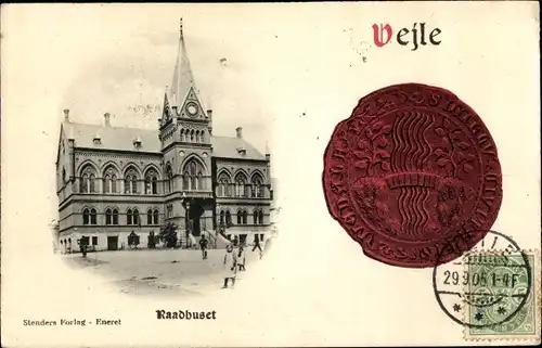 Ak Vejle Dänemark, Rathaus, Siegel