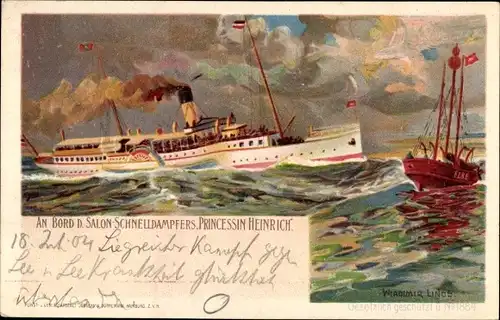 Litho Wladimir Linde, An Bord des Salon-Schnelldampfers "Prinzessin Heinrich"