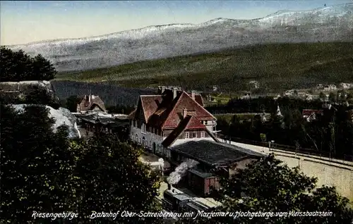 Ak Szklarska Poręba Ober Schreiberhau Riesengebirge Schlesien, Bahnhof, Mariental, Hochgebirge