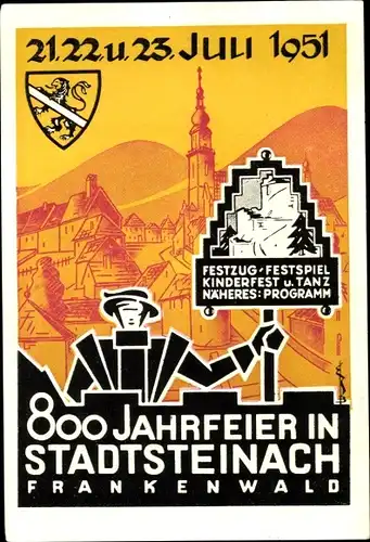 Künstler Ak Stadtsteinach Oberfranken, 800 Jahrfeier 1951