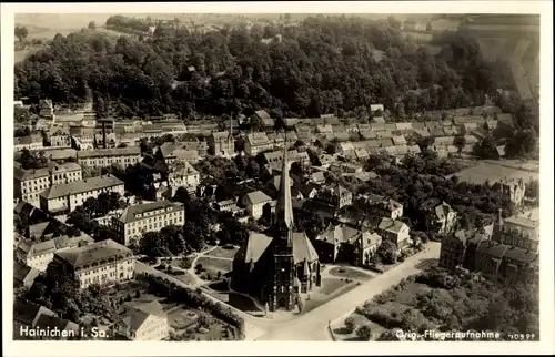 Ak Hainichen in Sachsen, Fliegeraufnahme, Kirche