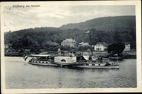 Ak Hameln an der Weser Niedersachsen, Klütberg, Salondampfer