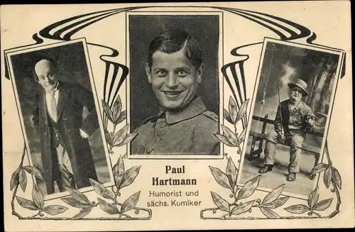 Ak Paul Hartmann, Humorist und sächs. Komiker, Portraits