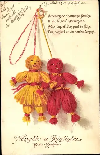 Ak Glückwunsch, Handpuppen Nenette et Rintintin