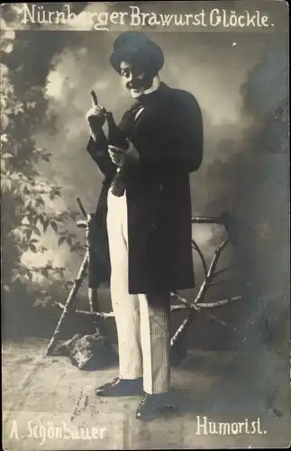 Foto Ak Humorist A. Schönbauer, Nürnberger Bratwurstglöckle