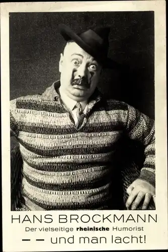 Ak Humorist Hans Brockmann mit Hut in gestreiftem Pullover, Portrait