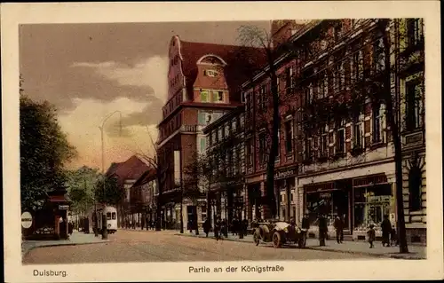 Ak Duisburg im Ruhrgebiet, Partie an der Königstraße, Straßenbahn