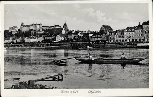 Ak Pirna an der Elbe, Elbfischer