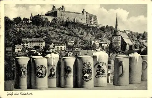 Ak Kulmbach in Oberfranken, Bierkrüge, Panorama