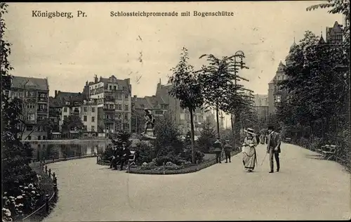 Ak Kaliningrad Königsberg Ostpreußen, Schlossteichpromenade, Bogenschütze