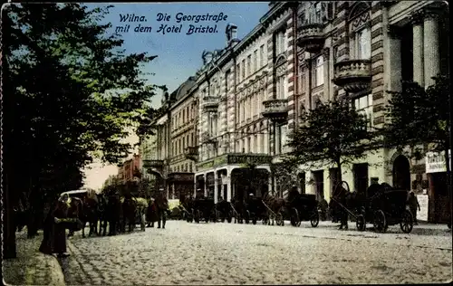 Ak Vilnius Wilna Litauen, Die Georgstraße mit dem Hotel Bristol