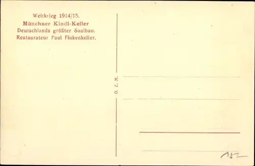 Ak München, Münchner Kindl Keller als Soldatenquartier 1914/15, Innenansicht