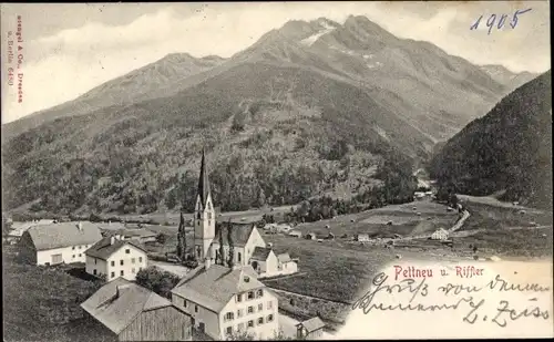Ak Pettneu am Arlberg in Tirol, Panorama mit Riffler