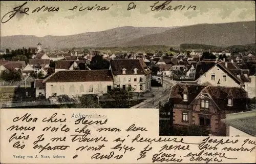 Ak Achern im Ortenaukreis Baden Württemberg, Blick über die Dächer der Stadt