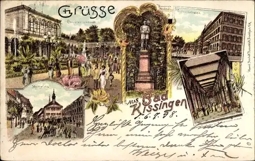 Litho Bad Kissingen Unterfranken Bayern, Stadtansichten, Denkmal