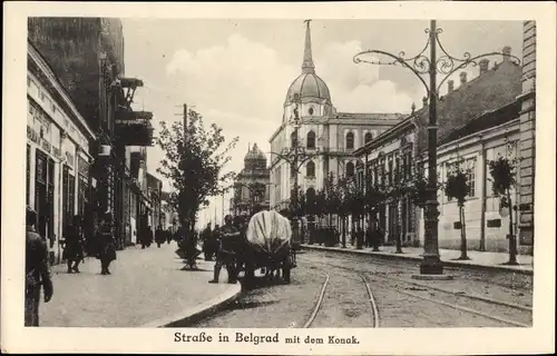 Ak Belgrad Beograd Serbien, Straßenpartie, Konak