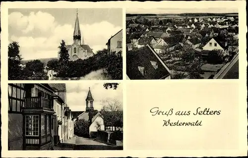 Ak Selters im Westerwald, Panorama vom Ort, Kirche