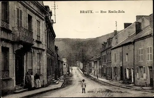 Ak Braux Sainte Cobière Marne, Rue Emile-Zola