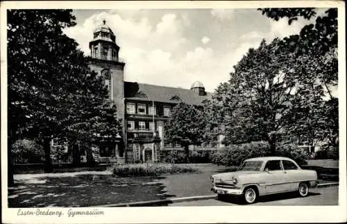 Ak Bredeney Essen im Ruhrgebiet, Gymnasium, Auto