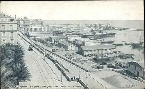 Ak Algier Alger Algerien, Le Port, Vue prise de l'Hotel de l'Europe