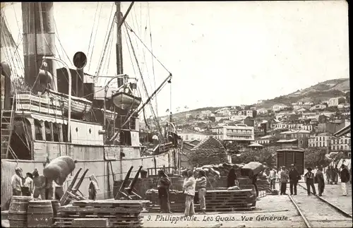 Ak Philippeville Skikda Algerien, Les Quais, Vue Generale