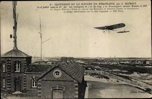 Ak Flugzeug, Traversee de la Manche en Aeroplane, par L. Bleriot