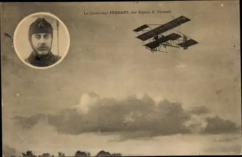Ak Flugzeug, Le Lieutenant Fequant, sur Biplan H. Farman