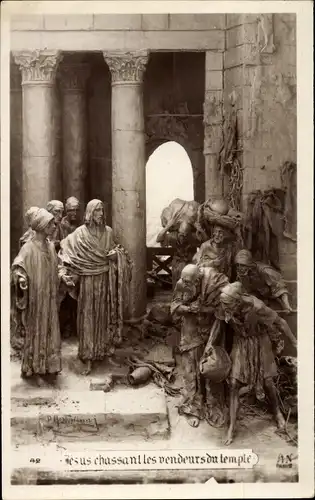 Künstler Ak Mastroianni, D., Jesus chassant les vendeur son temple